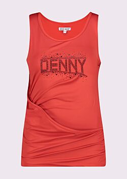 Top rosso con logo e strass Denny Rose