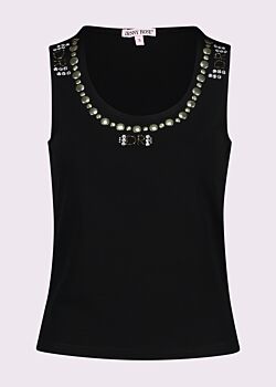 Top nero in cotone con strass Denny Rose