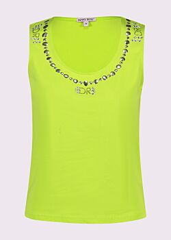 Top giallo in cotone con strass Denny Rose