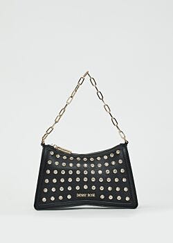 Borsa a spalla nera con strass Denny Rose Borse