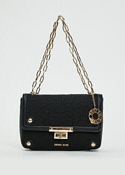 Borsa crossbody nera in tweed Denny Rose Borse