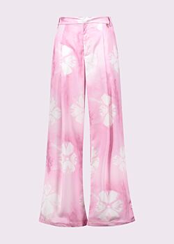 Pantaloni rosa in raso stampato Denny Rose Jeans