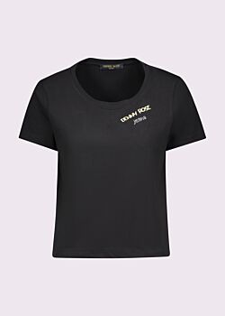 T-shirt corta nera in cotone Denny Rose Jeans
