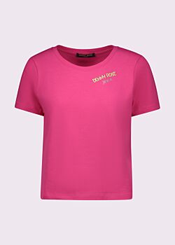 T-shirt corta fucsia in cotone Denny Rose Jeans