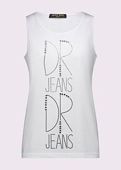 Top bianco in cotone con logo Denny Rose Jeans