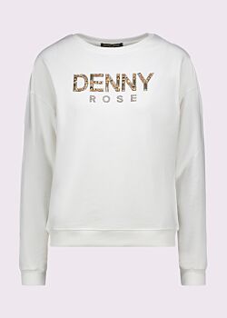 White cotton sweatshirt with logo Denny Rose Jeans