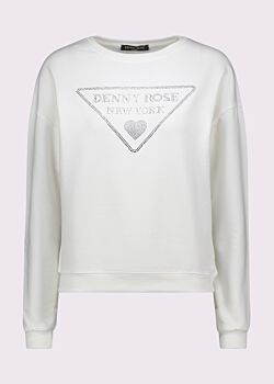 White cotton sweatshirt with logo Denny Rose Jeans
