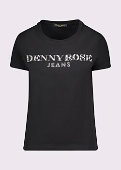 T-shirt nera in cotone con logo Denny Rose Jeans