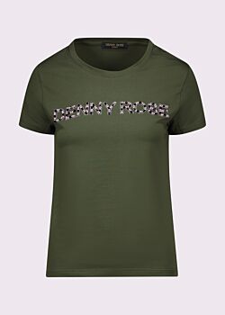 T-shirt verde in cotone con logo Denny Rose Jeans