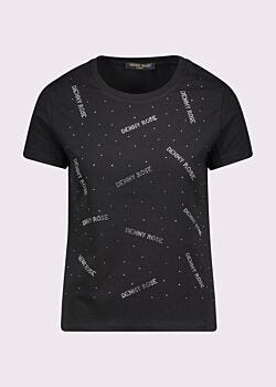 T-shirt nera in cotone con logo Denny Rose Jeans