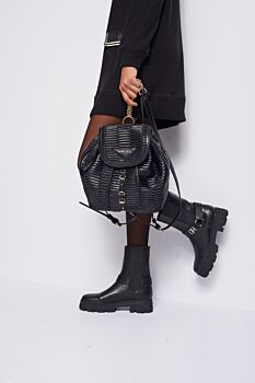 Black E Pleated effect backpack Denny Rose Borse